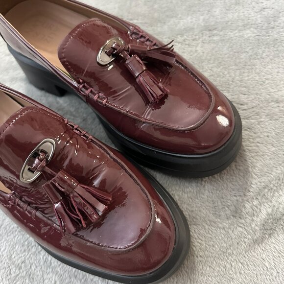 Naturalizer Nieves Chunky Platform Loafers Shoes Patent Leather Burgundy 8.5 - Picture 2 of 6